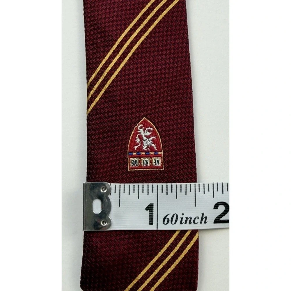 VTG NWT Harvard M LaHart Silk Necktie Burgundy Ivy League Crest Dark Academia